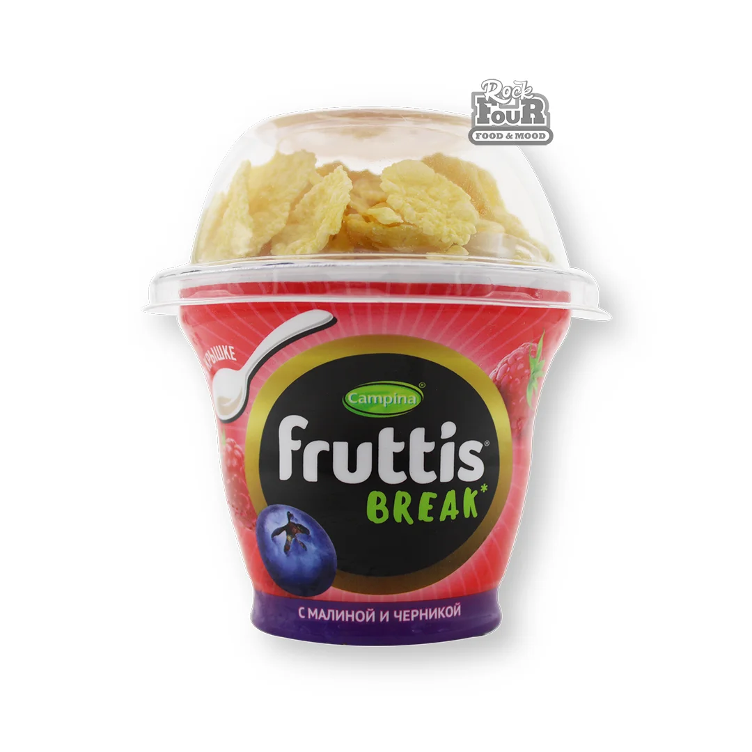 Յոգուրտային արտադրանք «Fruttis Break» ազնվամորի, հապալաս և եգիպտացորենի փաթիլներ 175գ
